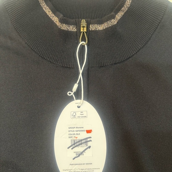 GREG NORMAN Women’s Black Polo Ribbed Collar Gold Border Ribbed Waist Size XL - Picture 5 of 12